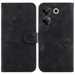 For Tecno Camon 20 Pro 5G Lily Embossed Leather Phone Case(Black)