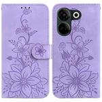 For Tecno Camon 20 Pro 4G / Camon 20 Lily Embossed Leather Phone Case(Purple)