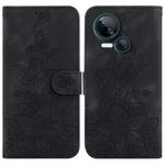 For Tecno Spark 10 5G Lily Embossed Leather Phone Case(Black)