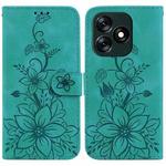 For Tecno Spark 10 4G / Spark 10C Lily Embossed Leather Phone Case(Green)