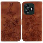 For Tecno Spark 10 4G / Spark 10C Lily Embossed Leather Phone Case(Brown)