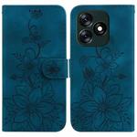 For Tecno Spark 10 4G / Spark 10C Lily Embossed Leather Phone Case(Dark Blue)