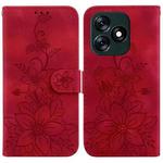 For Tecno Spark 10 4G / Spark 10C Lily Embossed Leather Phone Case(Red)