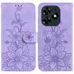 For Tecno Spark 10 Pro Lily Embossed Leather Phone Case(Purple)