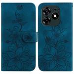 For Tecno Spark 10 Pro Lily Embossed Leather Phone Case(Dark Blue)