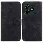 For Tecno Spark 10 Pro Lily Embossed Leather Phone Case(Black)