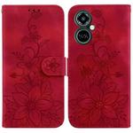 For Tecno Camon 19 Pro 5G Lily Embossed Leather Phone Case(Red)