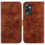 For Tecno Pova 4 Lily Embossed Leather Phone Case(Brown)