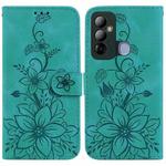 For Tecno Pop 6 Go Lily Embossed Leather Phone Case(Green)