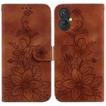 For Tecno Spark 9 Pro / 9T / KH7 Lily Embossed Leather Phone Case(Brown)