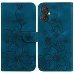 For Tecno Spark 9 Pro / 9T / KH7 Lily Embossed Leather Phone Case(Dark Blue)