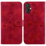 For Tecno Spark 9 Pro / 9T / KH7 Lily Embossed Leather Phone Case(Red)