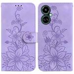 For Tecno Camon 19 Lily Embossed Leather Phone Case(Purple)