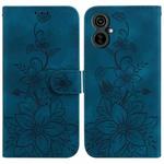 For Tecno Camon 19 Neo Lily Embossed Leather Phone Case(Dark Blue)