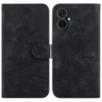 For Tecno Camon 19 Neo Lily Embossed Leather Phone Case(Black)