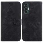 For Tecno Pova 3 / LE7 Lily Embossed Leather Phone Case(Black)