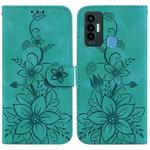 For Tecno Camon 18i Lily Embossed Leather Phone Case(Green)