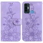For Tecno Camon 18i Lily Embossed Leather Phone Case(Purple)