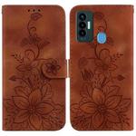 For Tecno Camon 18i Lily Embossed Leather Phone Case(Brown)