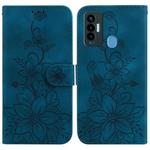 For Tecno Camon 18i Lily Embossed Leather Phone Case(Dark Blue)