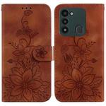 For Tecno Spark Go 2022 / Spark 8C Lily Embossed Leather Phone Case(Brown)