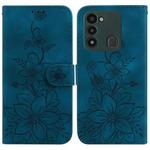 For Tecno Spark Go 2022 / Spark 8C Lily Embossed Leather Phone Case(Dark Blue)