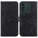 For Tecno Spark Go 2022 / Spark 8C Lily Embossed Leather Phone Case(Black)