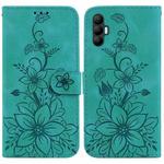 For Tecno Spark 8 Pro Lily Embossed Leather Phone Case(Green)