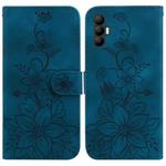 For Tecno Spark 8 Pro Lily Embossed Leather Phone Case(Dark Blue)