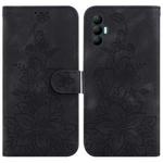 For Tecno Spark 8 Pro Lily Embossed Leather Phone Case(Black)