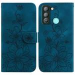 For Tecno Pop 5 LTE / BD4 Lily Embossed Leather Phone Case(Dark Blue)