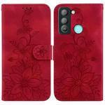 For Tecno Pop 5 LTE / BD4 Lily Embossed Leather Phone Case(Red)