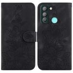 For Tecno Pop 5 LTE / BD4 Lily Embossed Leather Phone Case(Black)