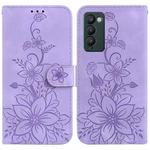 For Tecno Camon 18 / 18 P Lily Embossed Leather Phone Case(Purple)