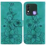 For Tecno Spark 8 / 8T Lily Embossed Leather Phone Case(Green)