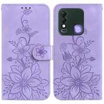 For Tecno Spark 8 / 8T Lily Embossed Leather Phone Case(Purple)