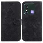 For Tecno Spark 8 / 8T Lily Embossed Leather Phone Case(Black)