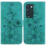 For Tecno Camon 18 Premier Lily Embossed Leather Phone Case(Green)