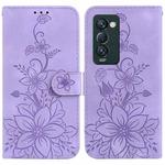 For Tecno Camon 18 Premier Lily Embossed Leather Phone Case(Purple)