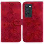 For Tecno Camon 18 Premier Lily Embossed Leather Phone Case(Red)