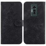 For Tecno Phantom X Lily Embossed Leather Phone Case(Black)