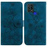 For Tecno Pova 4G / LD7 Lily Embossed Leather Phone Case(Dark Blue)