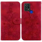 For Tecno Pova 4G / LD7 Lily Embossed Leather Phone Case(Red)