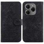 For Tecno Spark 20 Lily Embossed Leather Phone Case(Black)