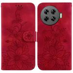 For Tecno Spark 20 Pro+ 4G Lily Embossed Leather Phone Case(Red)