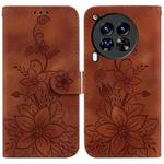 For Tecno Camon 30 Premier 5G Lily Embossed Leather Phone Case(Brown)