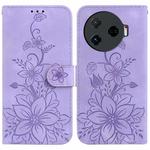 For Tecno Camon 30 Pro 5G / CL8 Lily Embossed Leather Phone Case(Purple)