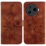For Tecno Camon 30 Pro 5G / CL8 Lily Embossed Leather Phone Case(Brown)