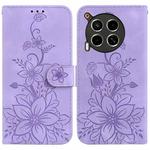 For Tecno Camon 30 4G / 5G / CL6 / CL7 Lily Embossed Leather Phone Case(Purple)