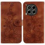 For Tecno Camon 30 4G / 5G / CL6 / CL7 Lily Embossed Leather Phone Case(Brown)